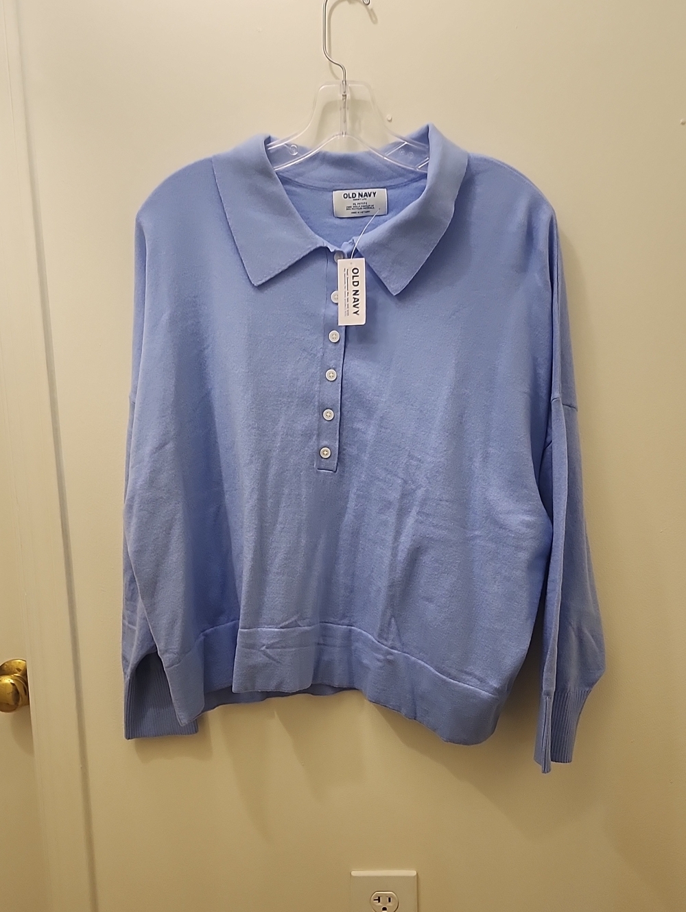 Old Navy Light Periwinkle Collared V-Neck Pullover Sweater